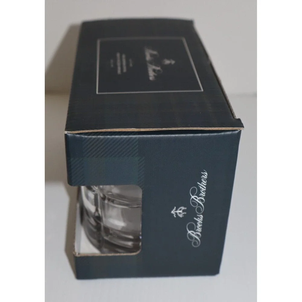 NEW IN BOX BROOKS BROTHERS Set of 2 Double Old Fashioned Whiskey Crystal Glasses